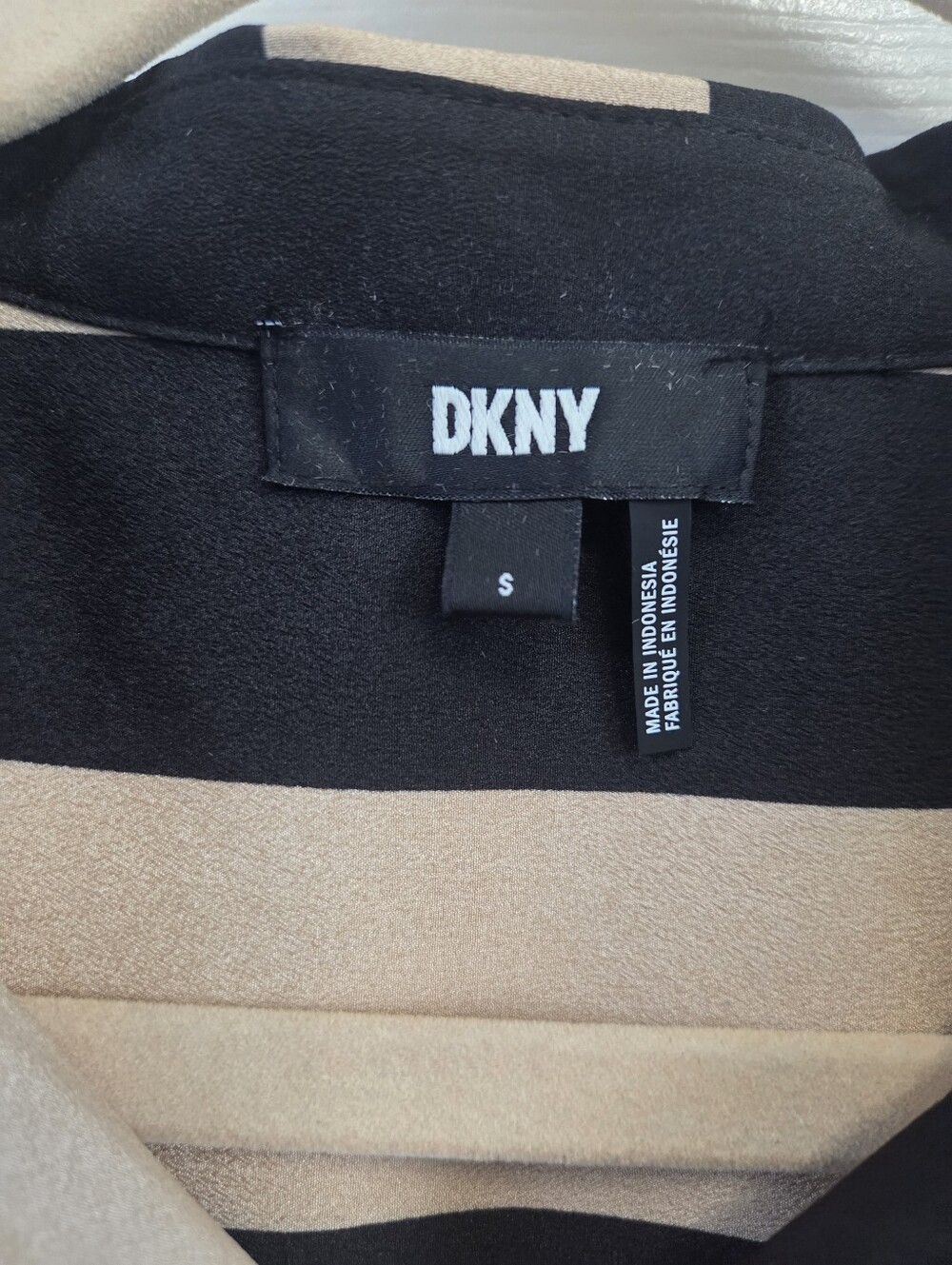 Dkny Black and Tan Vertical & Horizontal Stripe Button-Down Shirt - Picture 4 of 5